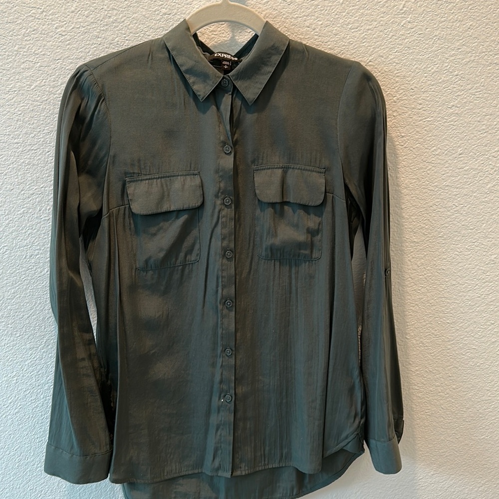 express button down army green